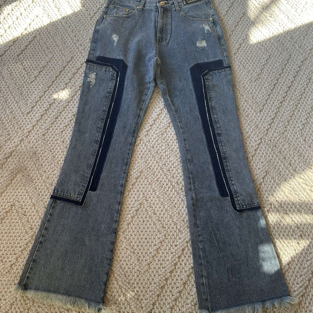 Weldone Mens Relaxed Patch Work
Indigo Denim Baggy Jeans